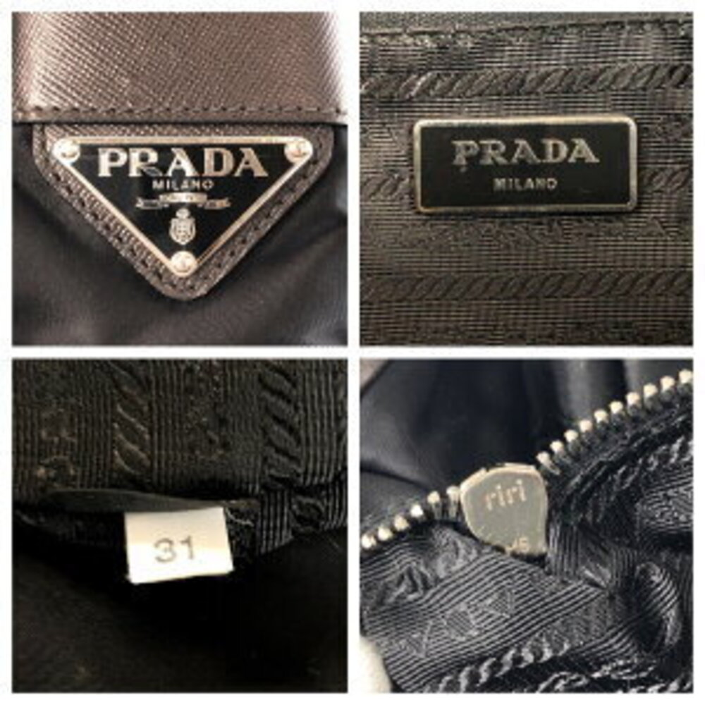 Prada logo messenger shoulder bag Tessuto triangular nylon black plate - Picture 4 of 10